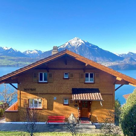 Chalet Egglen "Typical Swiss House, Best Views, Private Jacuzzi" Sigriswil Esterno foto