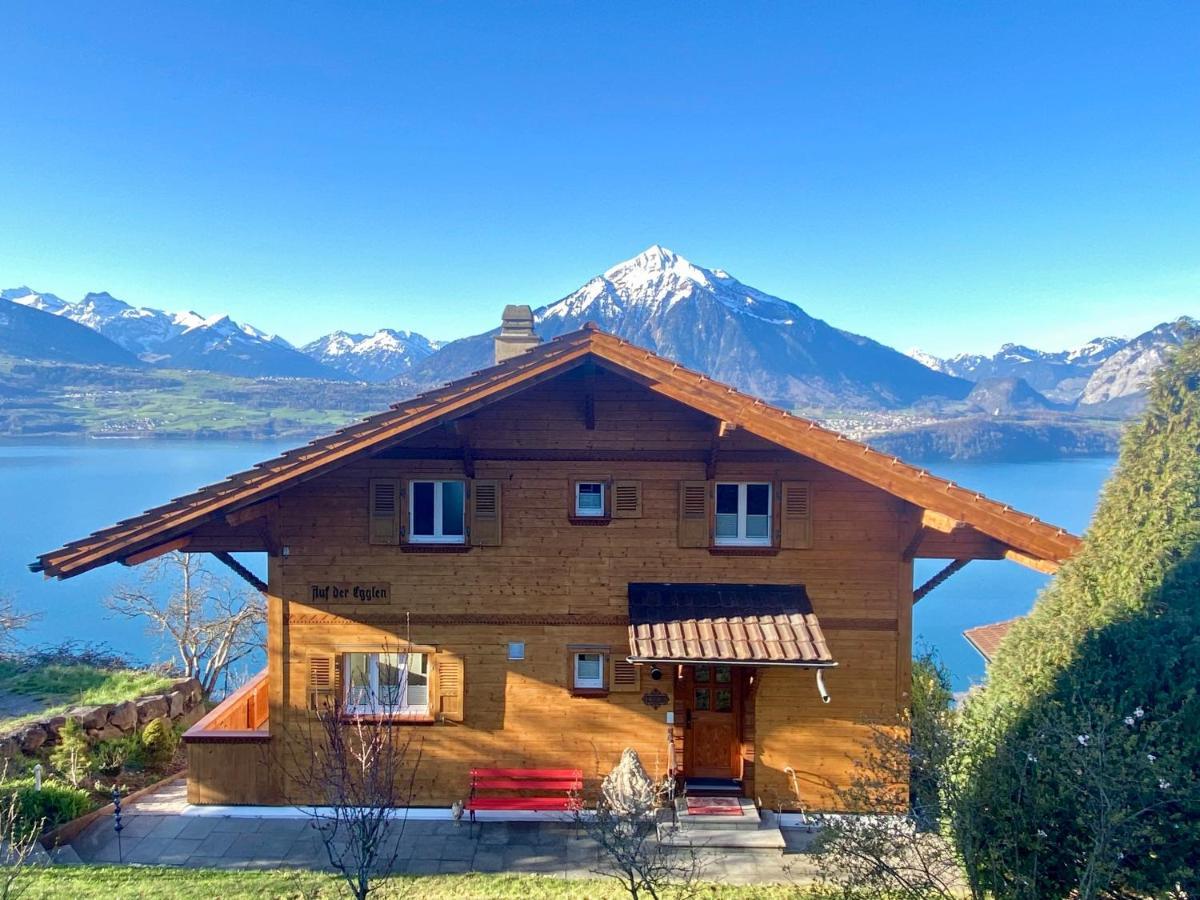 Chalet Egglen "Typical Swiss House, Best Views, Private Jacuzzi" Sigriswil Esterno foto