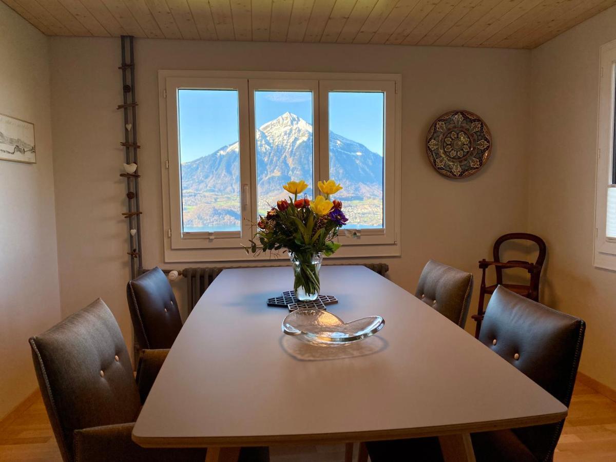 Chalet Egglen "Typical Swiss House, Best Views, Private Jacuzzi" Sigriswil Esterno foto