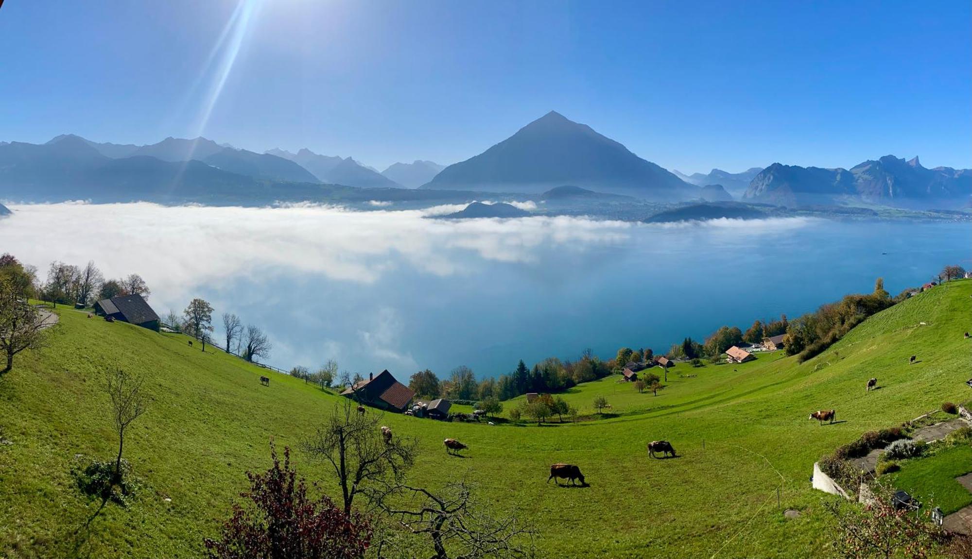 Chalet Egglen "Typical Swiss House, Best Views, Private Jacuzzi" Sigriswil Esterno foto