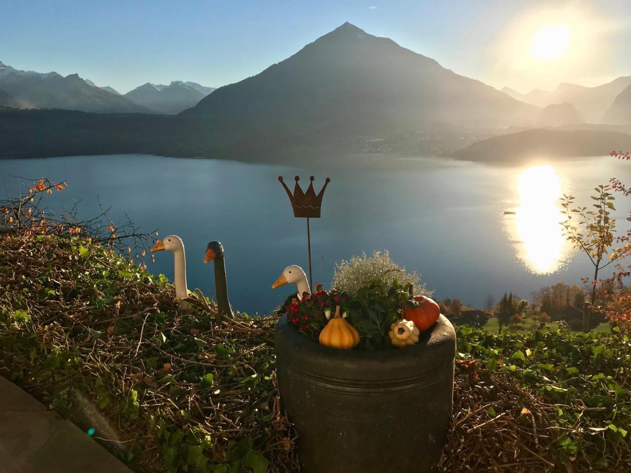 Chalet Egglen "Typical Swiss House, Best Views, Private Jacuzzi" Sigriswil Esterno foto