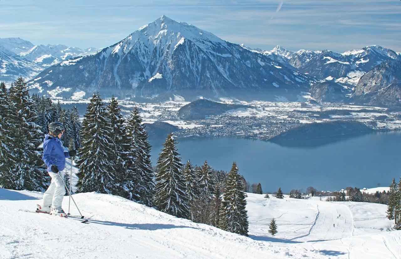 Chalet Egglen "Typical Swiss House, Best Views, Private Jacuzzi" Sigriswil Esterno foto